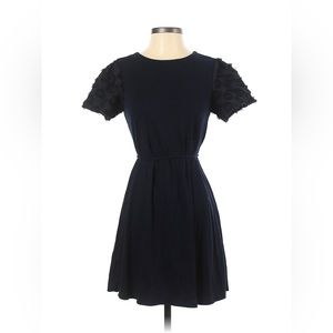 🎉HP🎉 LOFT Navy Blue Short Sleeve Cocktail Dress with Detailed Sleeves - XSP